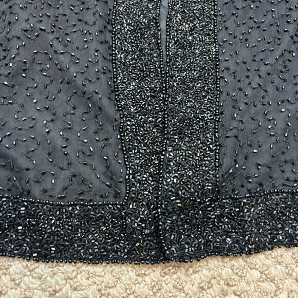 Ladies Black Silk and Glass Bead Jacket Size Large - Picture 13 of 14